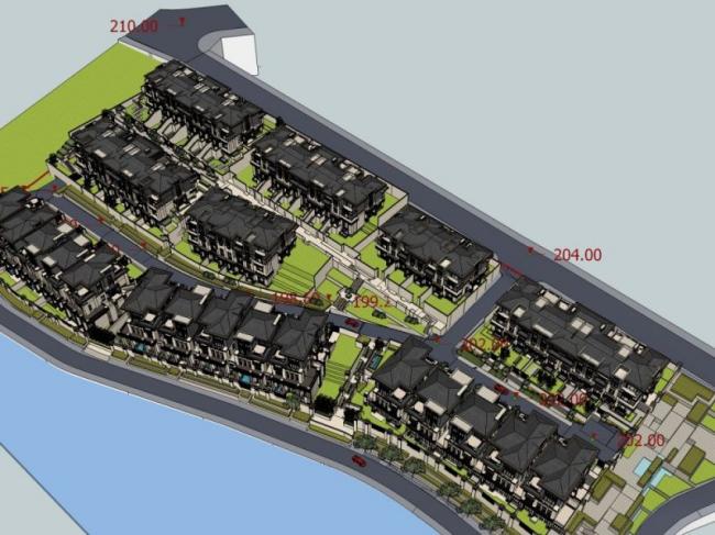 Sketchup别墅模型|联排别墅，现代中式风格