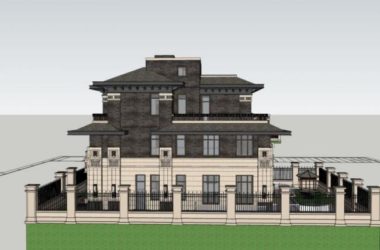 Sketchup别墅模型|独栋别墅，现代中式风格-BIM建筑网