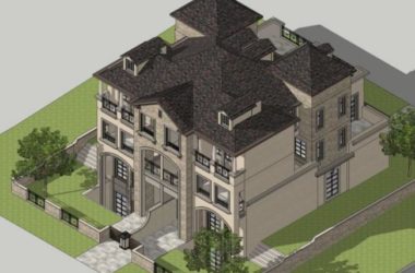 Sketchup别墅模型|双拼别墅，现代风格-BIM建筑网