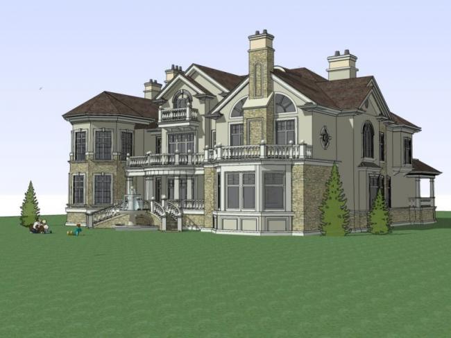 Sketchup别墅模型|独栋别墅，古典风格
