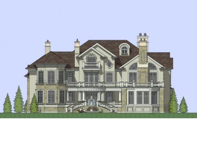 Sketchup别墅模型|独栋别墅，古典风格