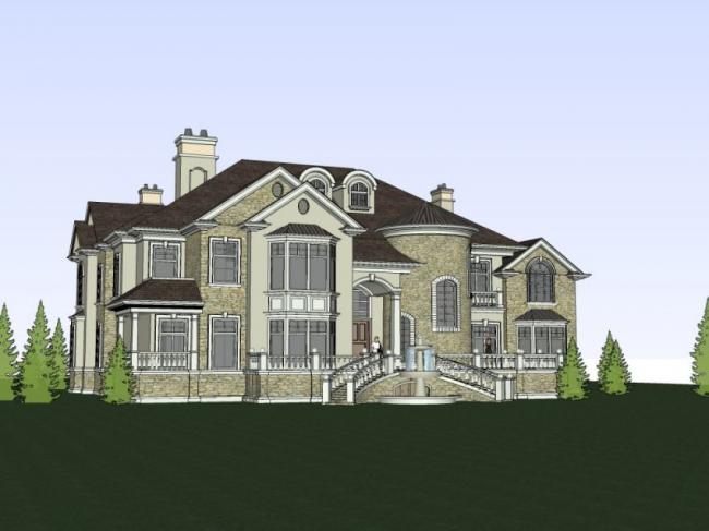 Sketchup别墅模型|独栋别墅，古典风格