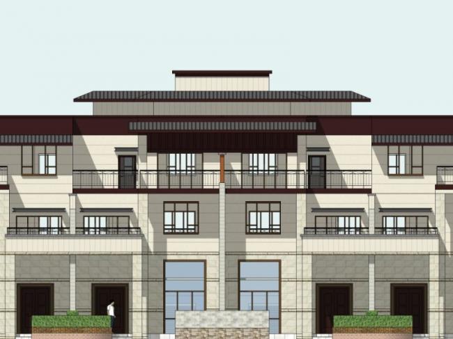 Sketchup别墅模型|联排别墅，现代风格
