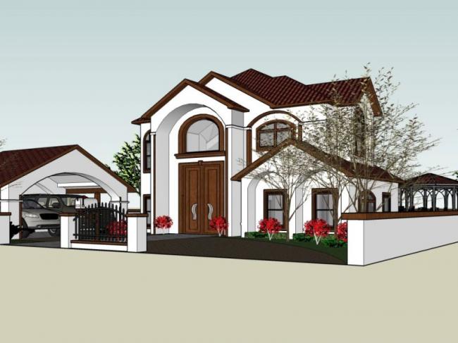 Sketchup别墅模型|独栋别墅，现代风格