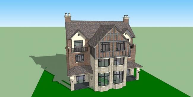 Sketchup别墅模型|叠拼别墅，英式古典风格
