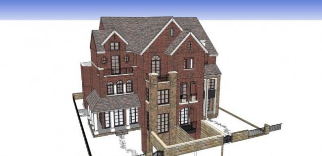 Sketchup别墅模型|叠拼别墅，英式古典风格