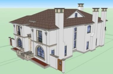 Sketchup别墅模型|双拼别墅，现代风格-BIM建筑网