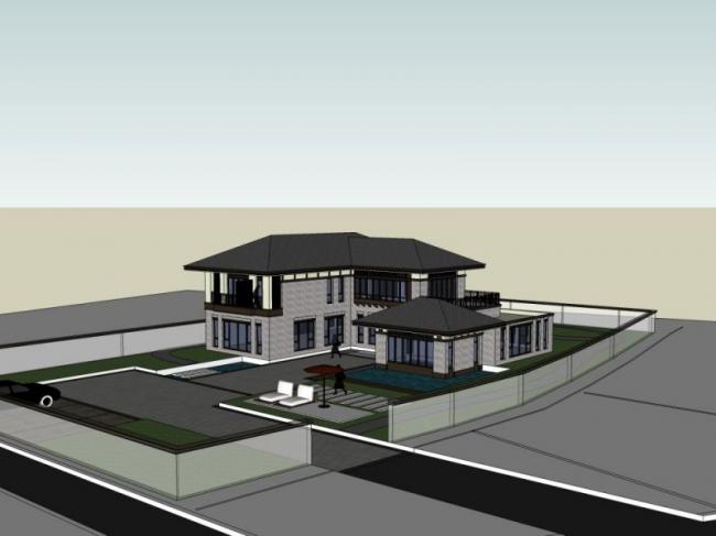 Sketchup别墅模型|独栋别墅，现代风格