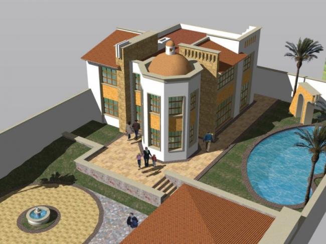 Sketchup别墅模型|独栋别墅，古典风格