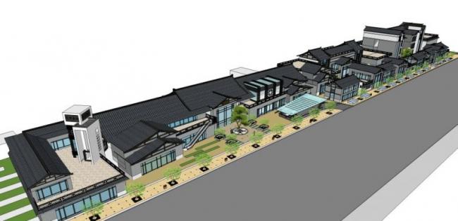 Sketchup别墅模型|联排别墅，中式风格