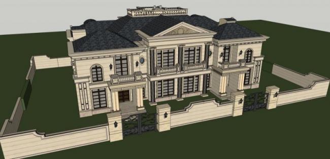 Sketchup别墅模型|独栋别墅，法式古典风格