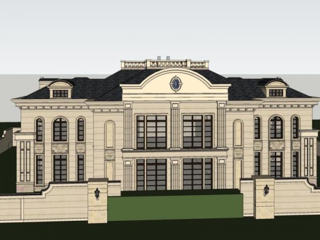 Sketchup别墅模型|独栋别墅，法式古典风格