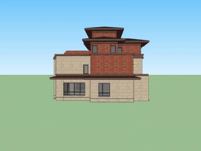Sketchup别墅模型|双拼别墅，现代风格