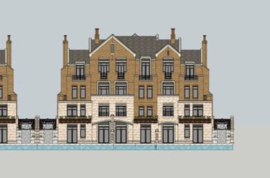 Sketchup别墅模型|联排别墅，英式风格-BIM建筑网