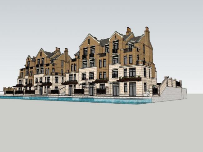 Sketchup别墅模型|联排别墅，英式风格