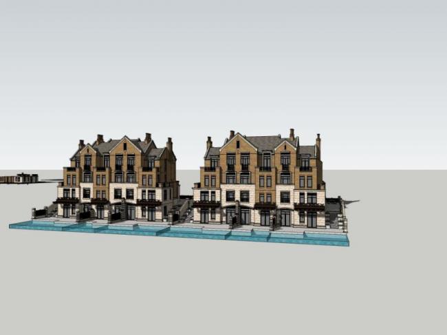 Sketchup别墅模型|联排别墅，英式风格