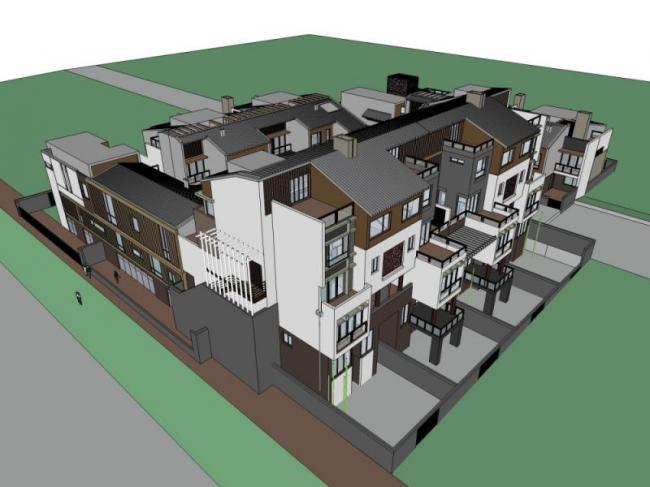 Sketchup别墅模型|叠拼别墅，现代风格