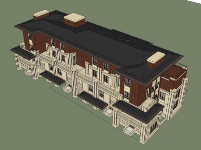 Sketchup别墅模型|叠拼别墅，现代风格
