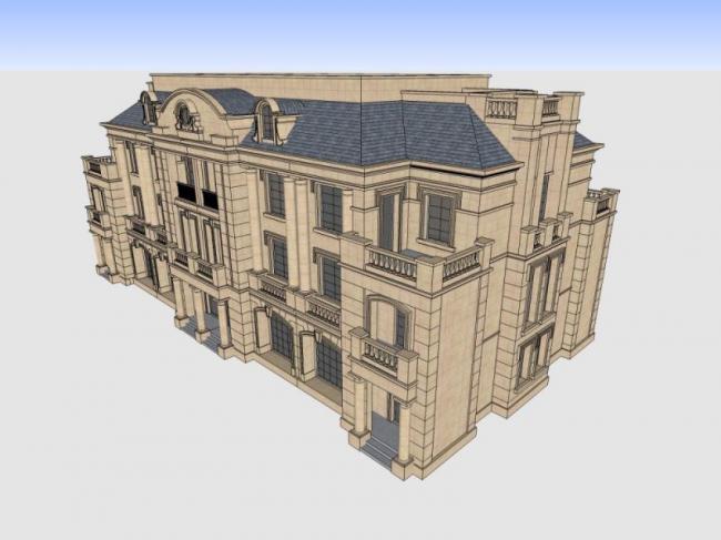 Sketchup别墅模型|叠拼别墅，古典风格