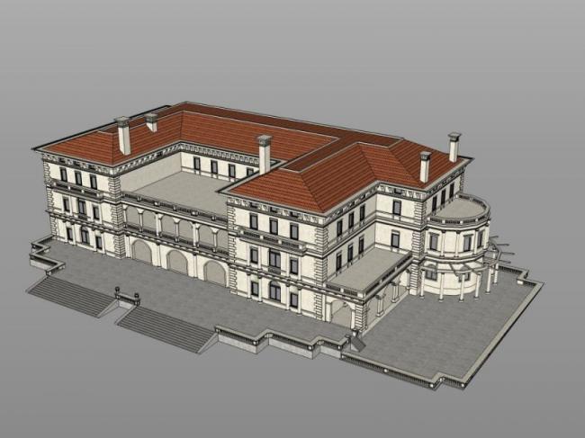 Sketchup别墅模型|叠拼别墅，古典风格
