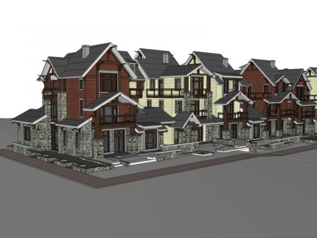 Sketchup别墅模型|联排别墅，现代风格