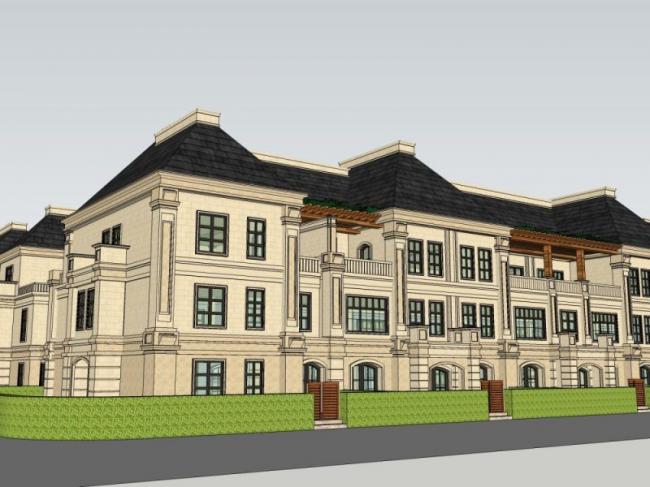 Sketchup别墅模型|联排别墅，现代风格