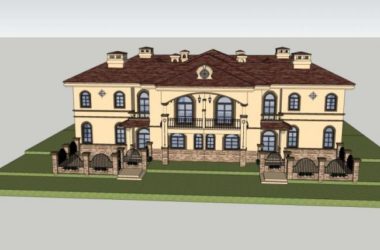 Sketchup别墅模型|合院别墅，现代风格-BIM建筑网