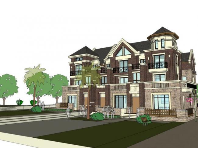 Sketchup别墅模型|联排别墅，现代风格