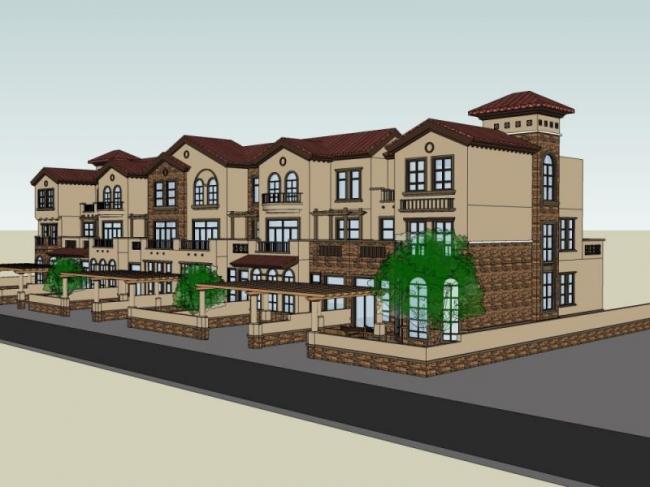 Sketchup别墅模型|联排别墅，现代风格