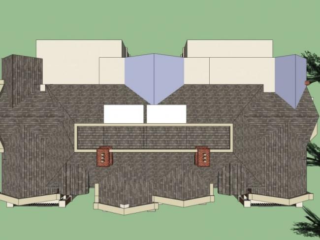 Sketchup别墅模型|双拼别墅，现代风格