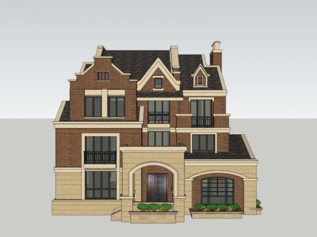 Sketchup别墅模型|独栋别墅，古典风格