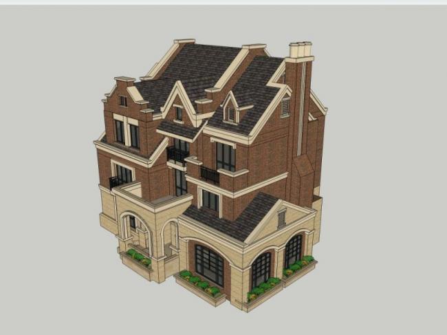 Sketchup别墅模型|独栋别墅，古典风格