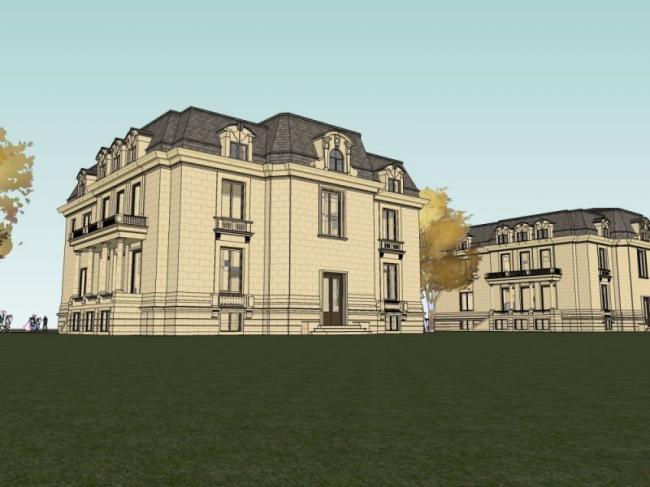 Sketchup别墅模型|独栋别墅，欧式古典风格
