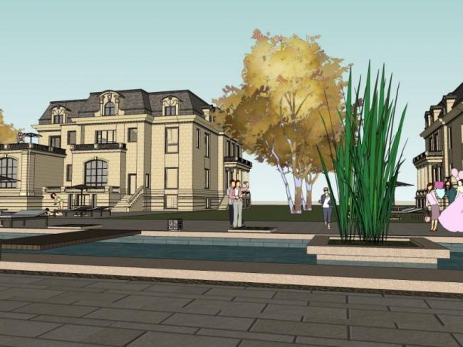 Sketchup别墅模型|独栋别墅，欧式古典风格
