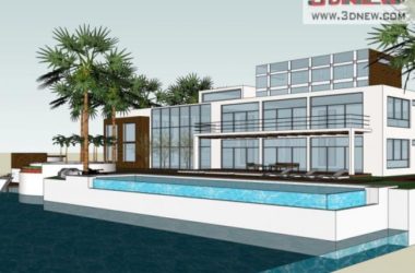 Sketchup别墅模型|独栋别墅，现代风格-BIM建筑网