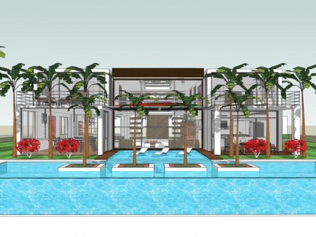 Sketchup别墅模型|独栋别墅，现代风格