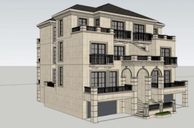 Sketchup别墅模型|双拼别墅，古典风格-BIM建筑网