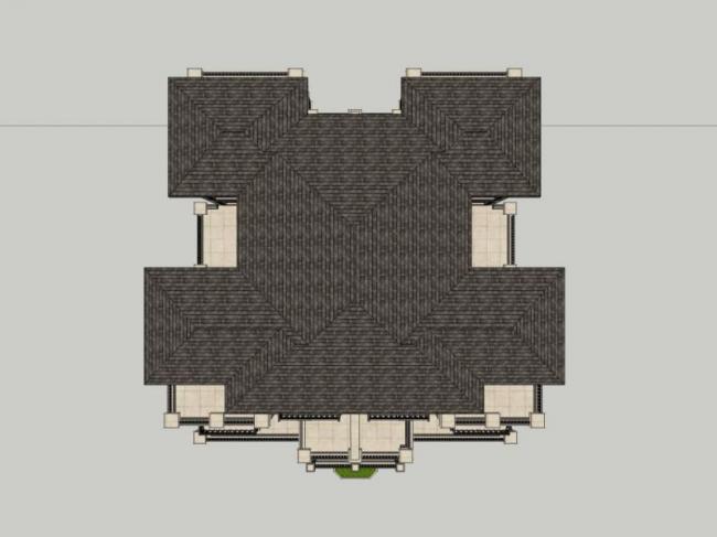 Sketchup别墅模型|双拼别墅，古典风格