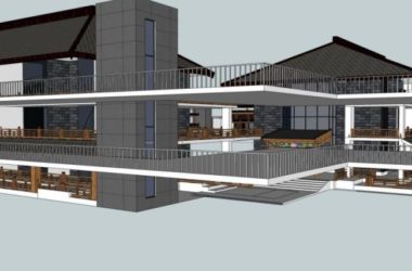 Sketchup别墅模型|度假村别墅，现代中式风格-BIM建筑网