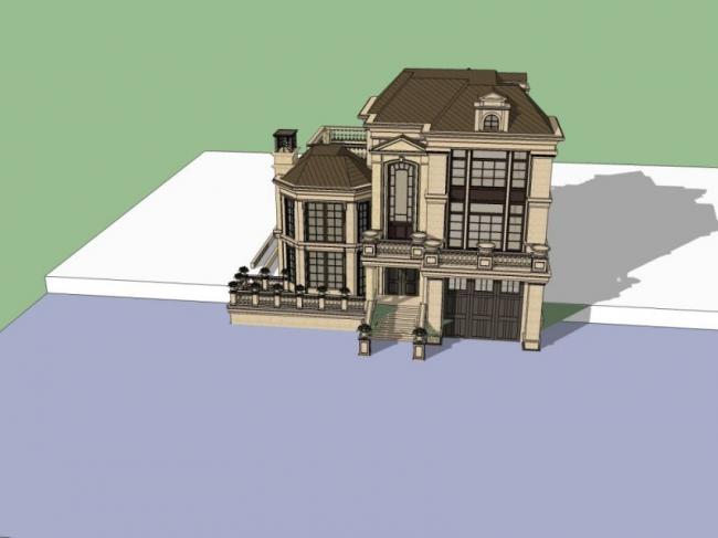 Sketchup别墅模型|独栋别墅，法式古典风格