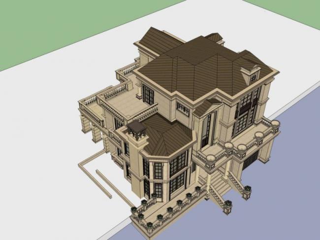 Sketchup别墅模型|独栋别墅，法式古典风格