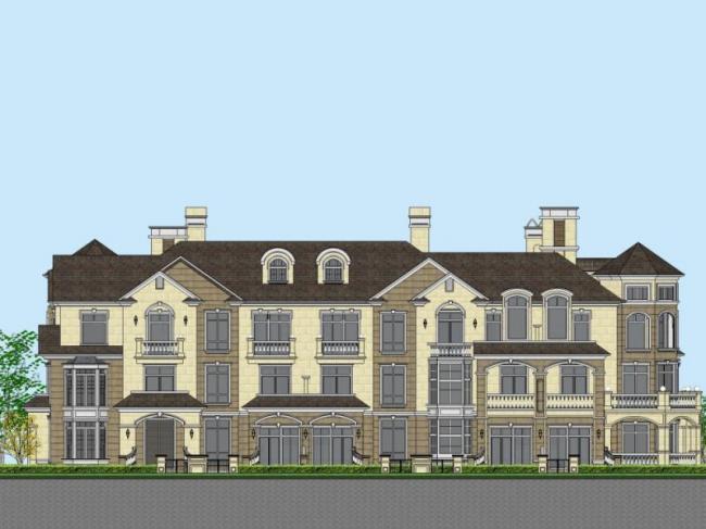 Sketchup别墅模型|联排别墅，古典风格