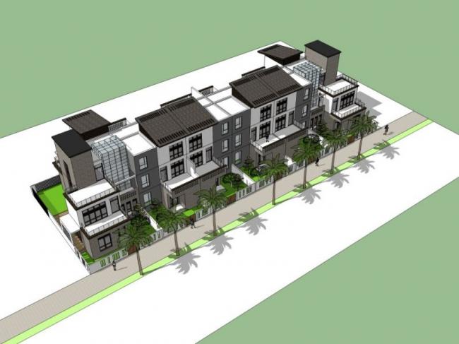 Sketchup别墅模型|联排别墅，现代风格