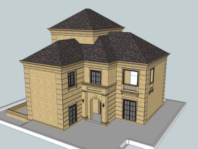 Sketchup别墅模型|独栋法式别墅，古典风格