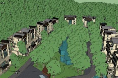 Sketchup别墅模型|联排别墅，温泉别墅区，现代风格-BIM建筑网