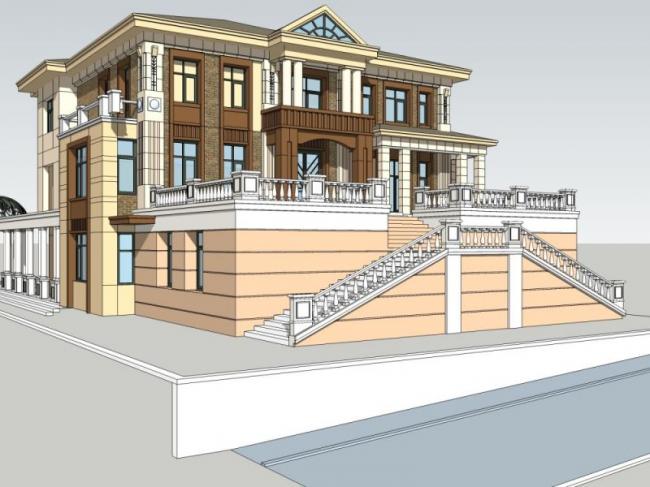 Sketchup别墅模型|独栋别墅，现代风格