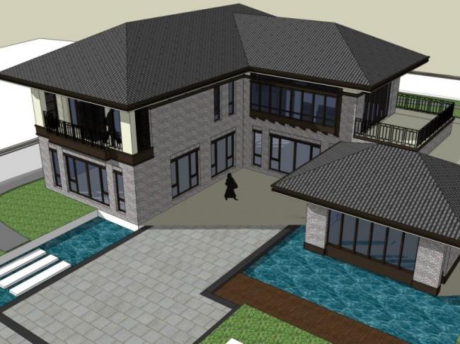 Sketchup别墅模型|独栋别墅，现代风格