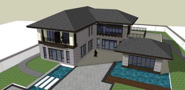 Sketchup别墅模型|独栋别墅，现代风格
