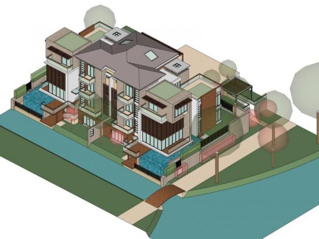Sketchup别墅模型|叠拼别墅，现代风格