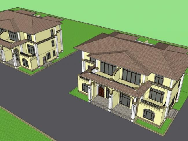 Sketchup别墅模型|独栋别墅，现代风格